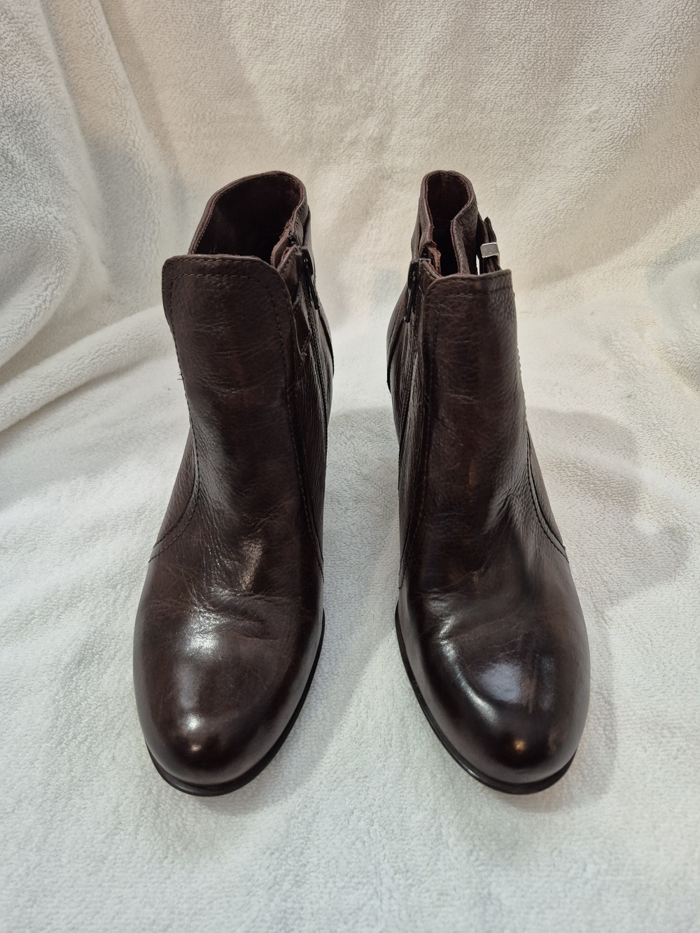 Nature Women's Brown Leather Ankle Boots Inside Zipper Size 7.5